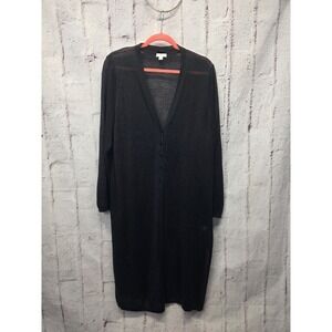 J. Jill Linen/Viscose Black Sweater Button Closure Cardigan Slit Sz XL